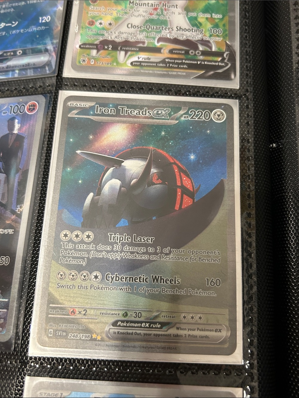 Pokemon Iron Treads GX Trading Card - Black, Red, Blue, Silver